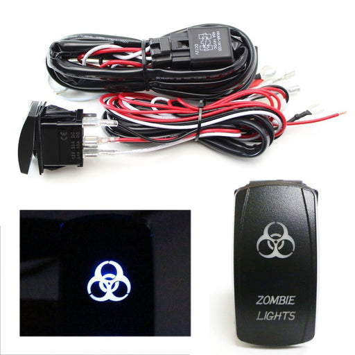 2-Output Relay Wiring Harness w/ Zombie Lights LED Light Switch For Fog Lamp