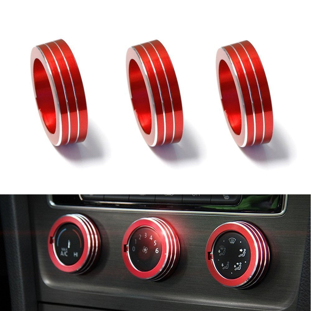 Red Anodized Aluminum AC Climate Control Ring Knob Covers For VW MK7 G ...