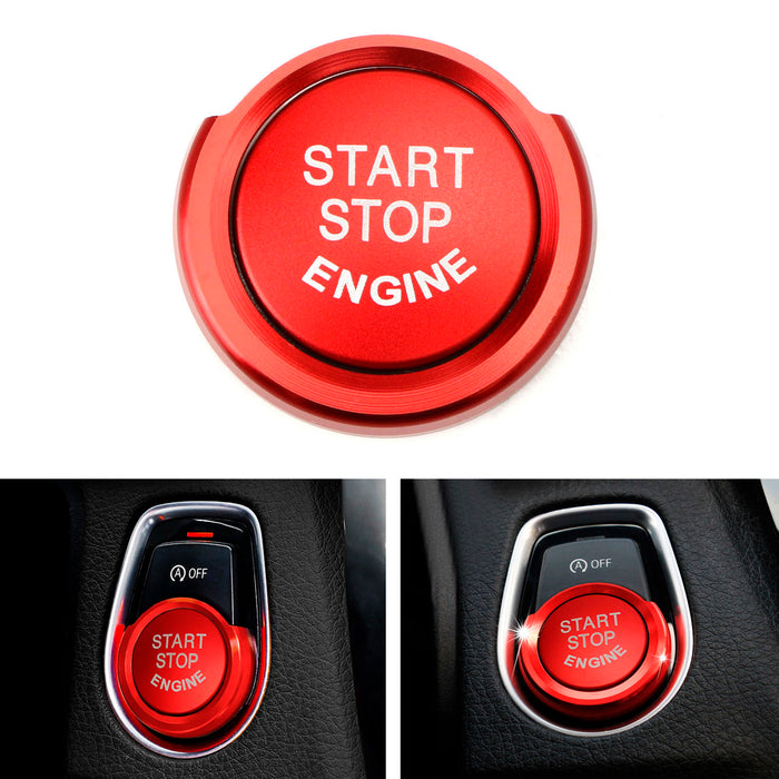 Car Engine Buttons Red Aluminum Keyless Engine Push Start Button w/Surrounding Ring Trim ...
