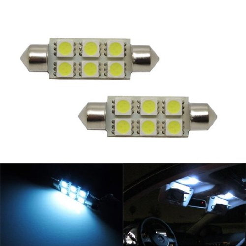 (2) White 6-SMD LED Bulbs For Car Interior Dome Lights, 1.72" Festoon 211-2 578