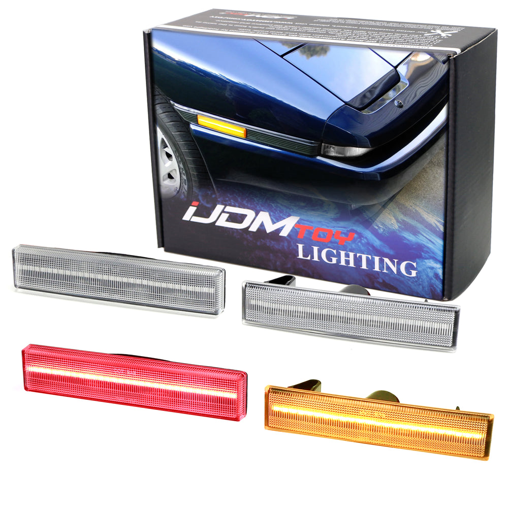 NSLUMO Clear Lens Amber LED Side Marker Lights For Toyota Supra MK3 A70 (1986-1992)