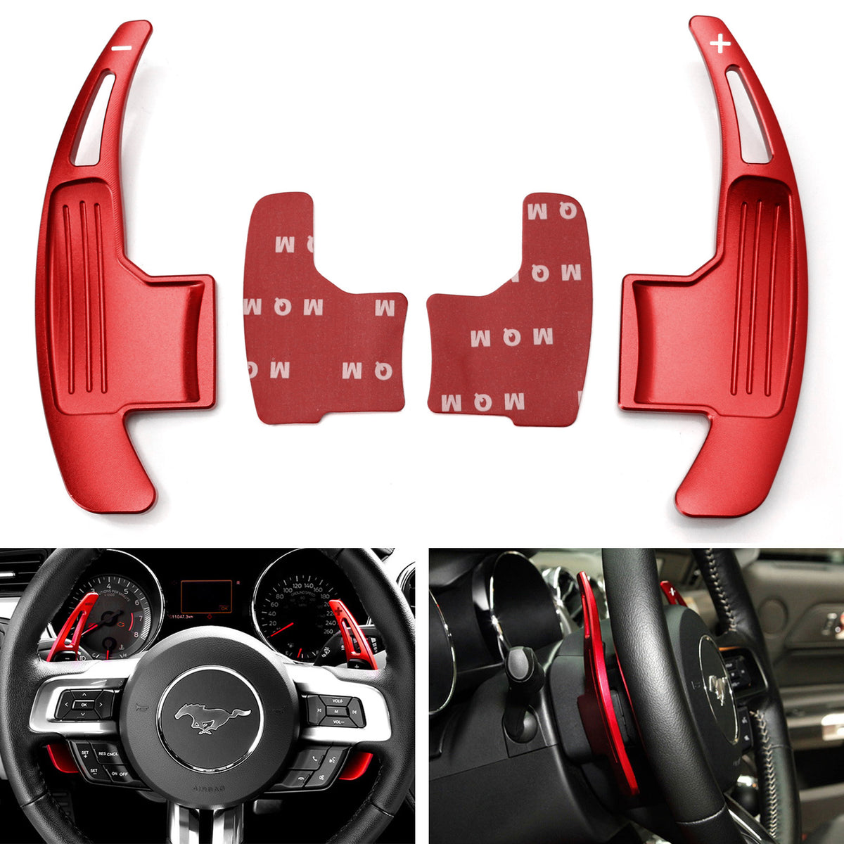 Red Aluminum Steering Wheel Paddle Shifter Extensions For 2015-23