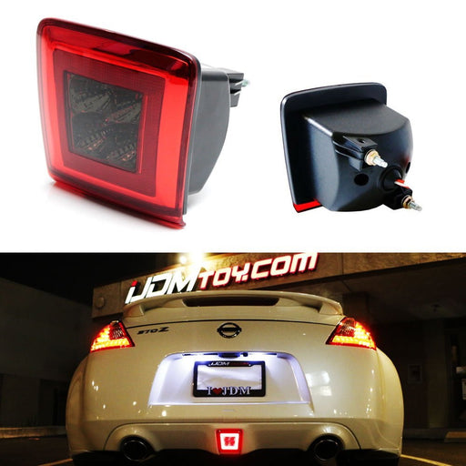 Red/Dark Lens LED Rear Fog Light, Brake and Backup Reverse For 09-20 Nissan 370Z