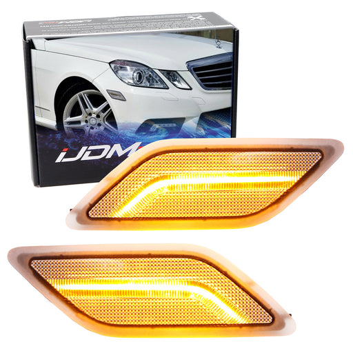 Clear Lens Amber LED Side Marker Lights For 10-13 Mercedes Pre-LCI E-Class 4Dr