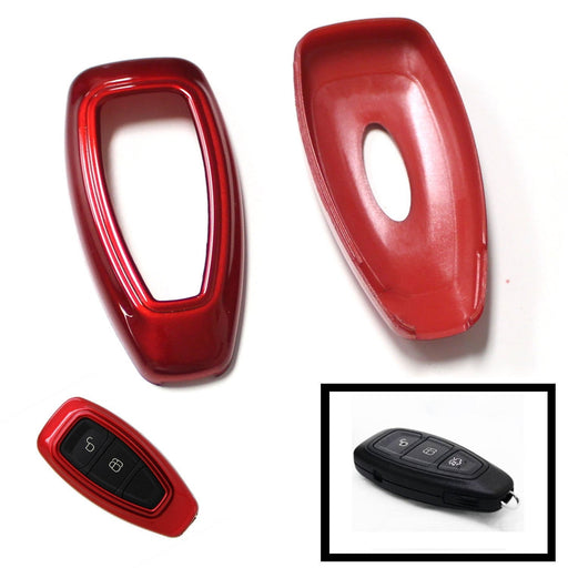 Glossy Red Remote Smart Key Fob Shell Holder Cover For Ford Fiesta Focus C-MAX