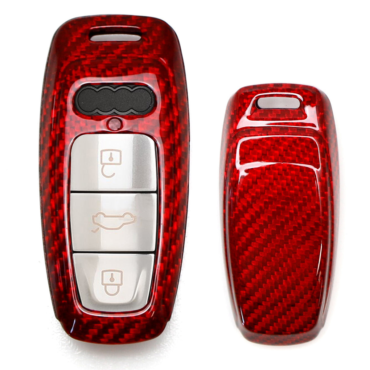 For Audi A3 A4 A5 A6 A7 A8 Real Red Carbon Fiber Remote Key Shell Cover  Case