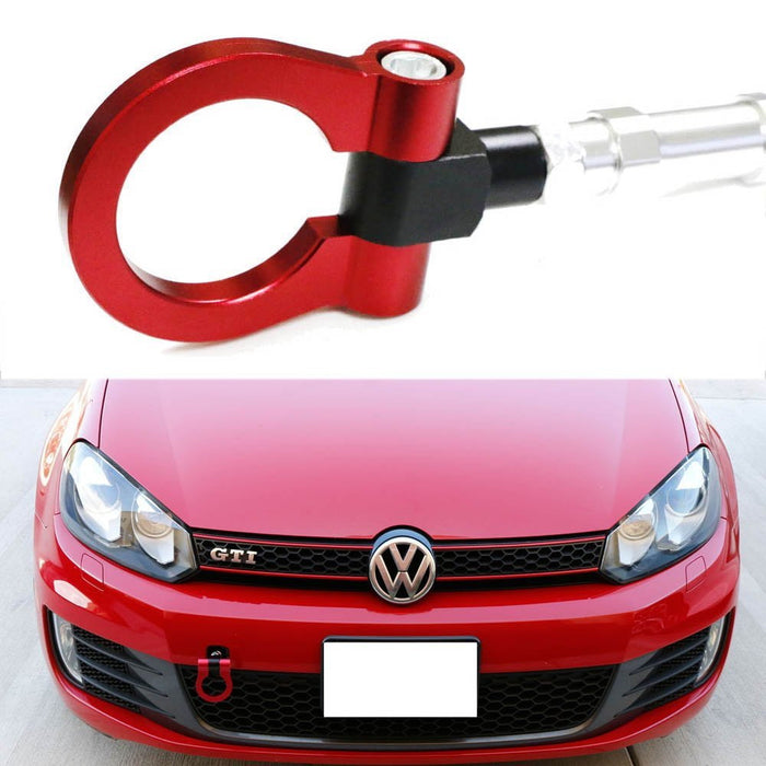 DEWHEL JDM Aluminum Track Racing Front Rear Bumper Car Accessories Auto  Trailer Ring Eye Towing Tow Hook Kit Neo Chrome Screw On For Volkswagen MK7  VII Golf GTi 2015-Up 