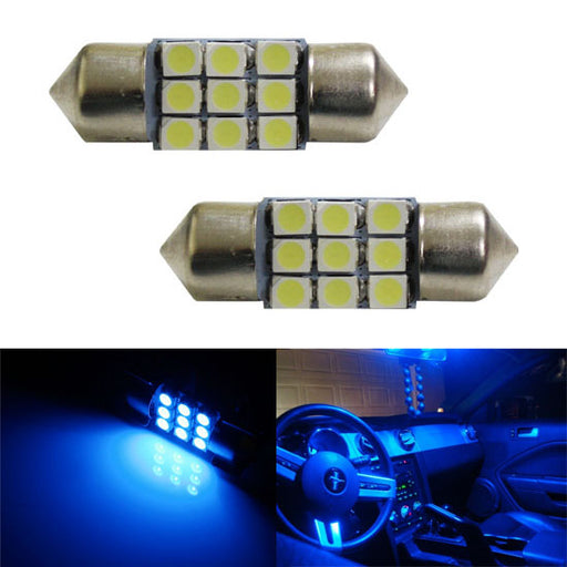 Ultra Blue 9-SMD 1.25" 31mm DE3175 DE3022 LED Bulbs For Interior Map Dome Lights
