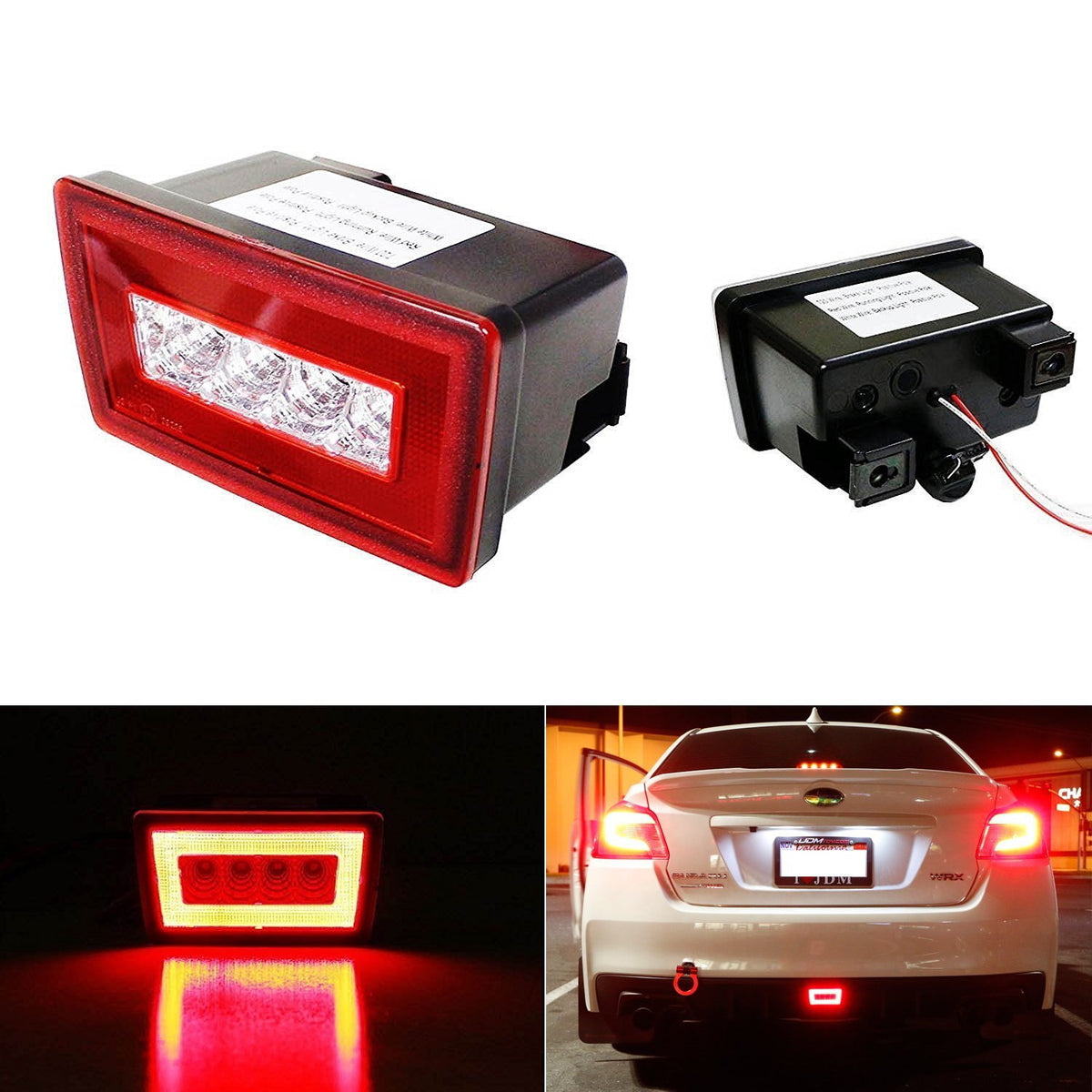 Red Lens LED Rear Fog Light, Brake and Backup Reverse For 15