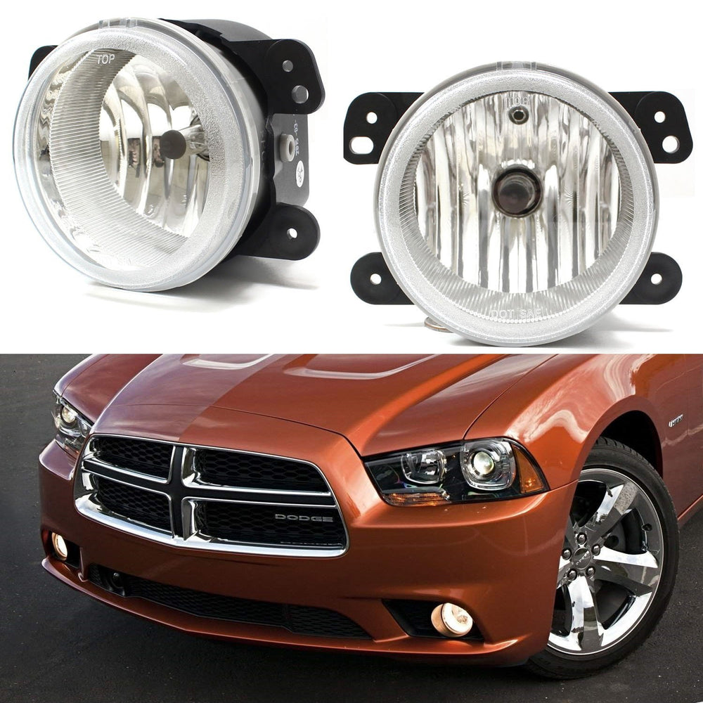 Complete Set Clear Lens Fog Lights w/ Bulbs For Jeep Wrangler Dodge Ch iJDMTOY.com Complete Set Clear Lens Fog Lights w/ Bulbs For Jeep Wrangler Dodge Ch iJDMTOY.com
