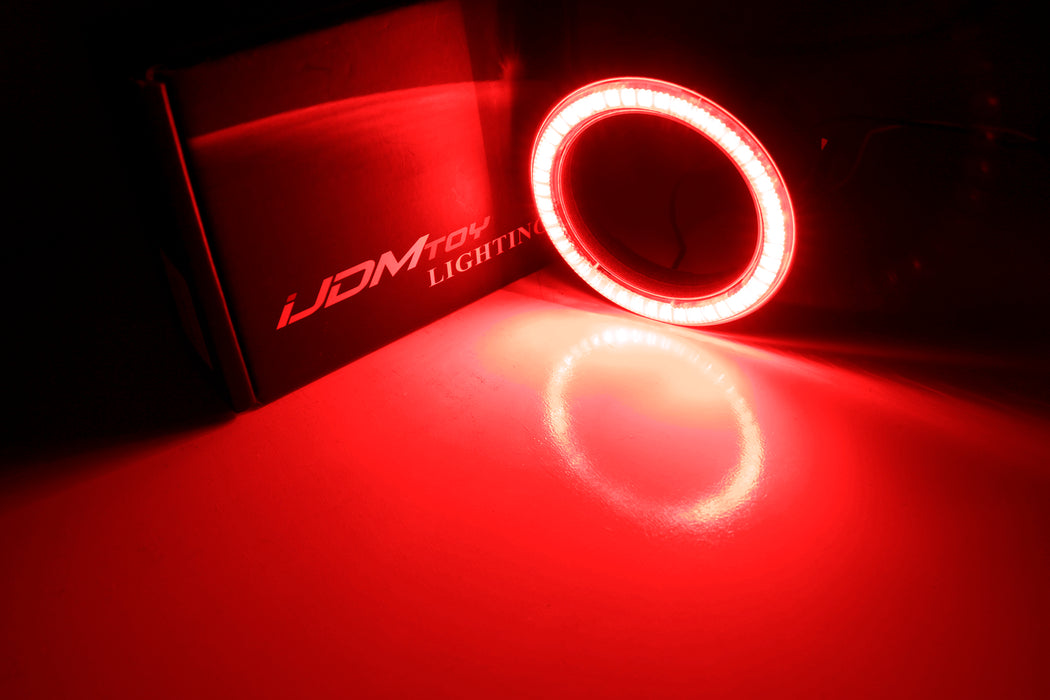 Black Shroud w/ Red 40-SMD LED Halo Ring Angel Eyes For Fog, Headlight Retrofit