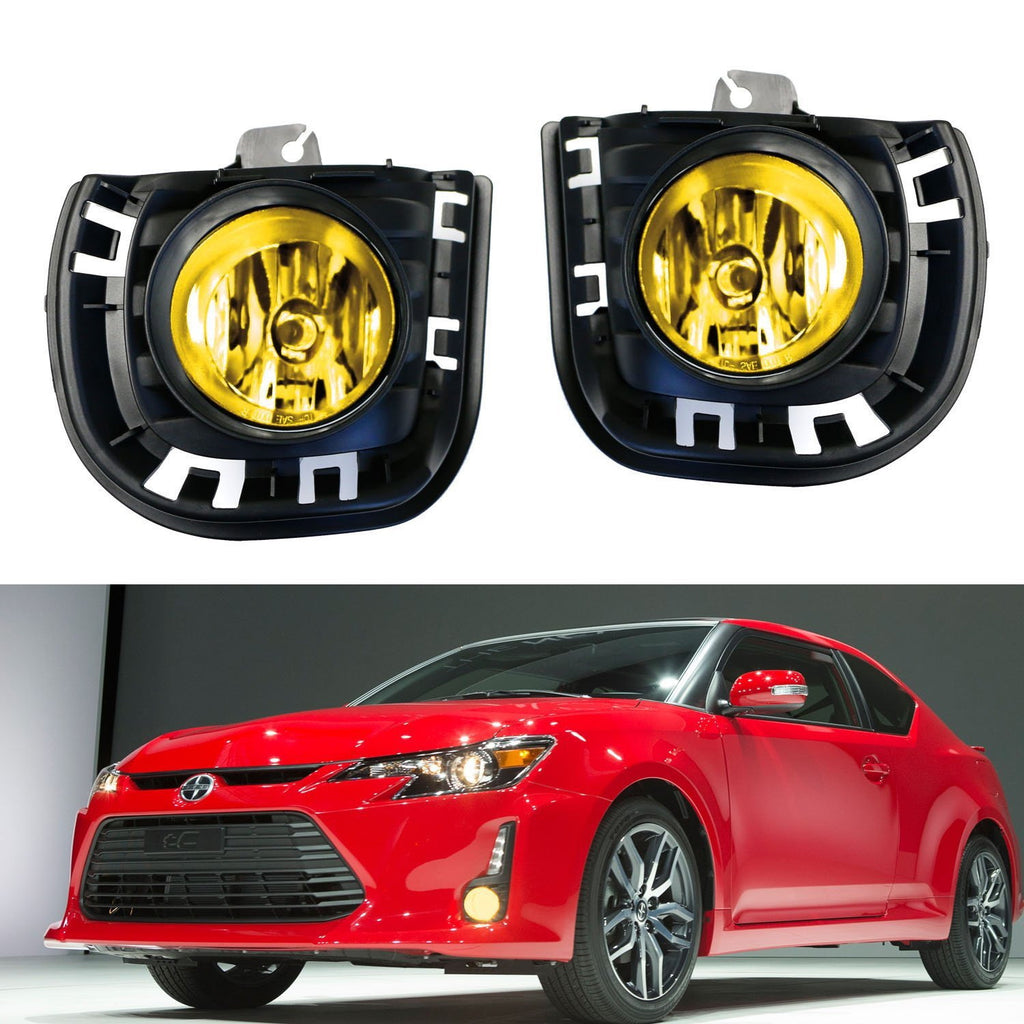 Complete Yellow Lens Fog Lights w/ Bulbs, Bezel Cover, Wiring For