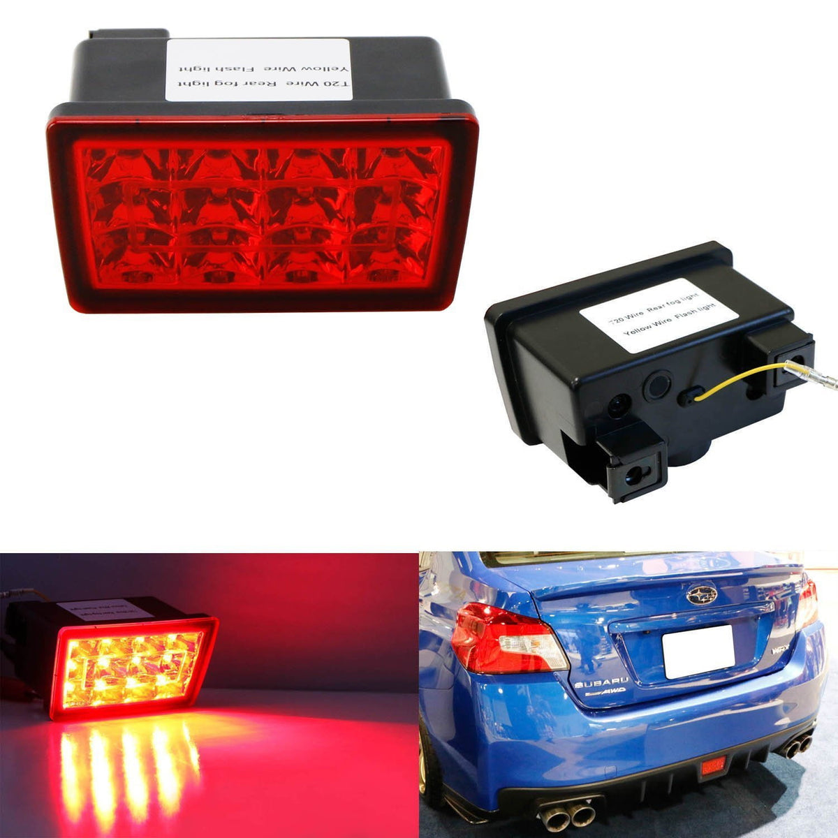Red Lens F1 Style LED Rear Fog Light Brake/Tail Lamp For Subaru WRX ST ...