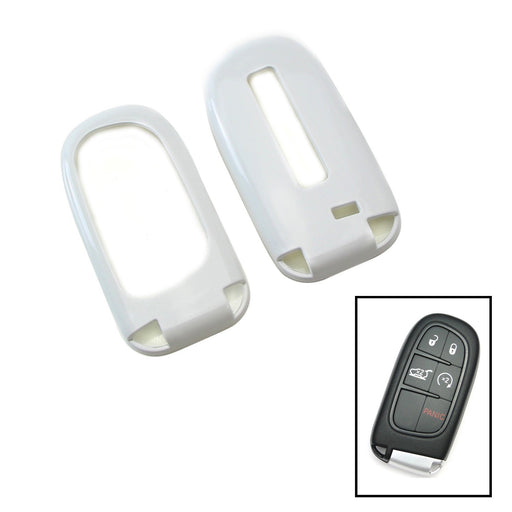 Exact Fit Glossy Pearl White Smart Key Fob Shell Cover For Jeep Dodge Chrysler