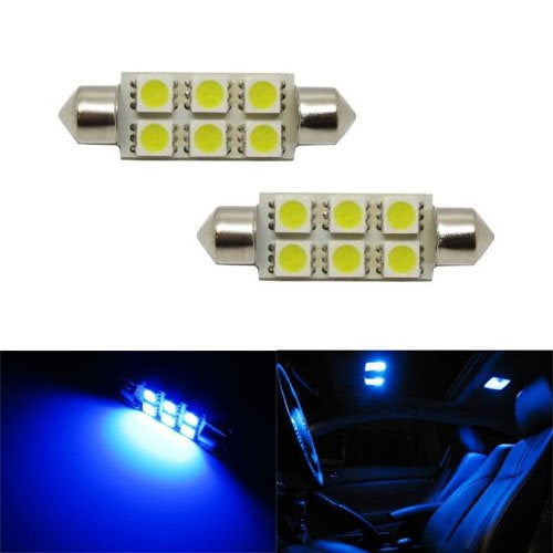 2) Blue 6-SMD LED Bulbs For Car Interior Dome Lights, 1.72