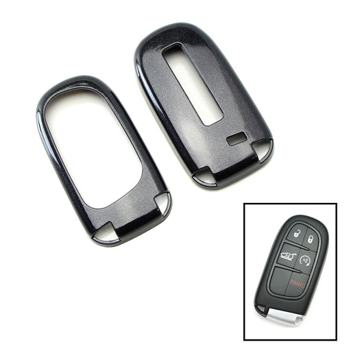 Exact Fit Glossy Metallic Black Smart KeyFob Shell Cover For Jeep Dodge Chrysler