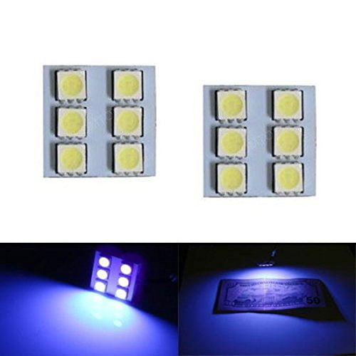 (2) UV Purple 6-SMD LED Panel Lamps For Car Interior Map Dome Cargo Area Lights