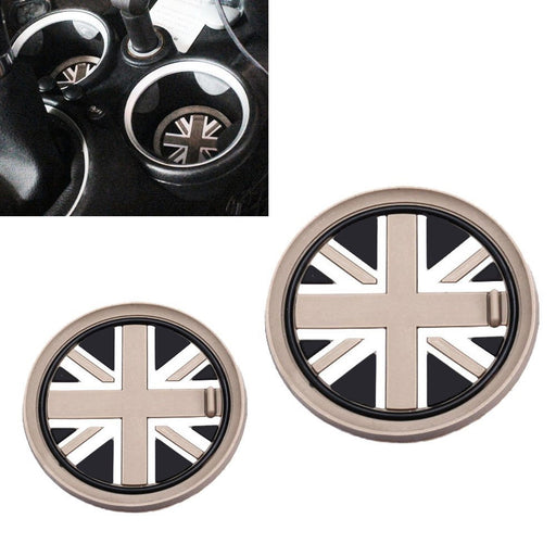 73mm Black Union Jack UK Flag Style Coasters For MINI Cooper Front Cup Holders