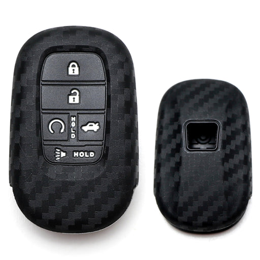 Black "Carbon Fiber" Silicone Key Fob Cover For Honda 22+ Civic Accord, 23+ CRV