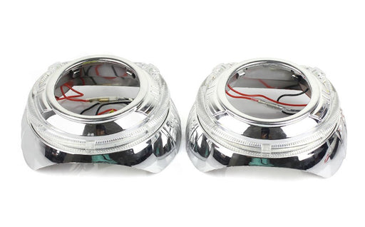 S-MAX Style White LED Halo Ring Angel Eye Shrouds For 3" H1 Headlamp Projectors