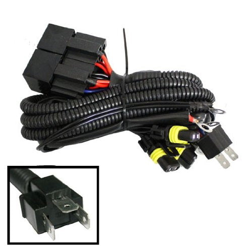Xenon Headlamp Kit Dual-Relay Wiring Harness for H4 9003 HB2 Hi/Lo 4 Lamps