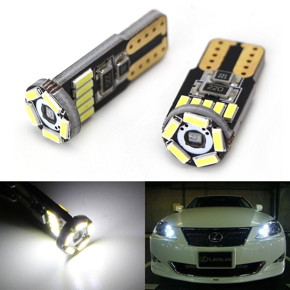 HID Matching White 15-SMD T10 LED Bulbs For Car Parking Lights 168 194 2825 W5W