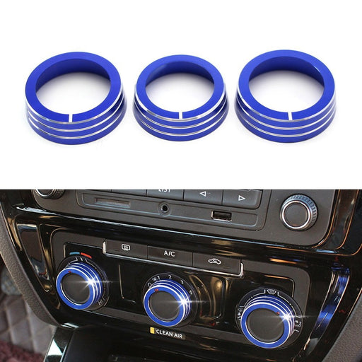 Blue Aluminum AC Climate Control Ring Knob Covers For VW MK6 Golf GTI Jetta