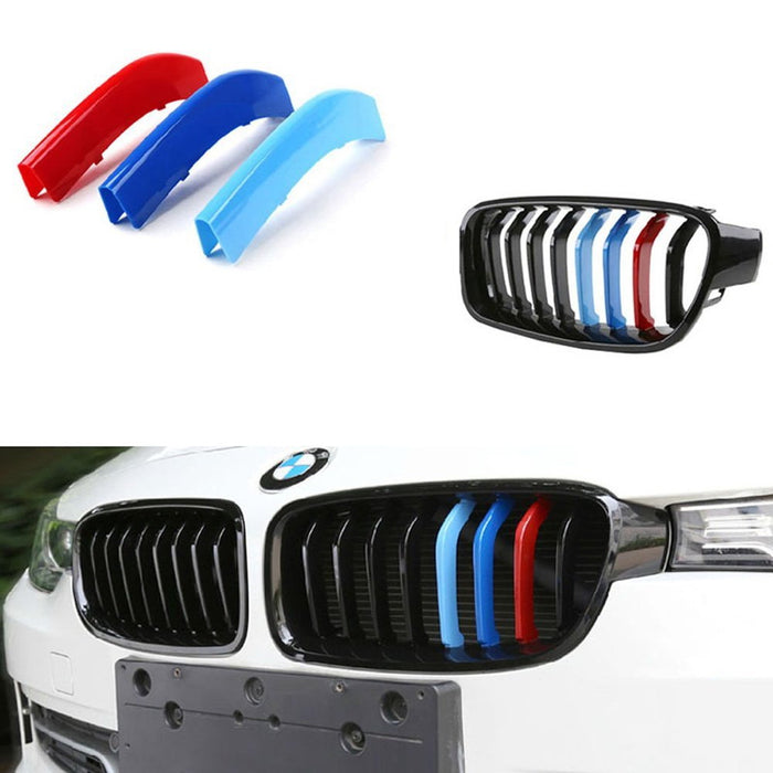 M-Sport 3-Color Grille Insert Trims For BMW F30 3 Series Black Kidney Grill