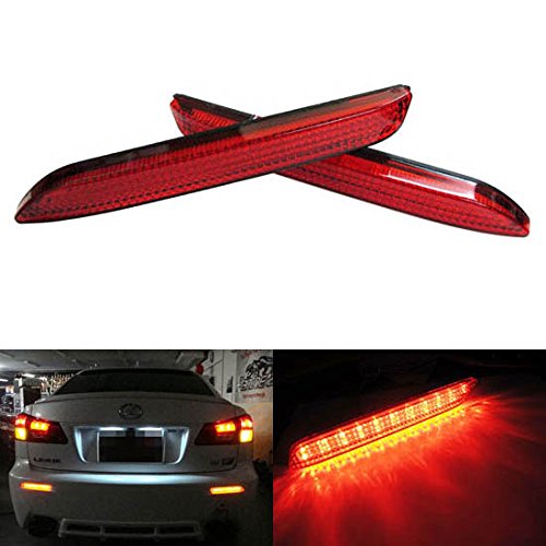 Red Lens LED Bumper Reflectors as LED taillight brake lights For Lexus Toyota