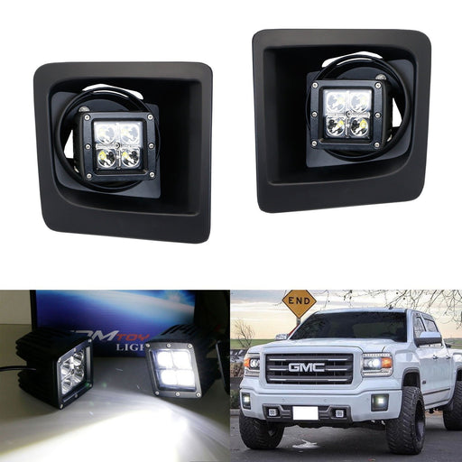 40W CREE LED Pods w/Foglight Cover, Bracket Mounts, Relay For 2014-15 GMC 1500
