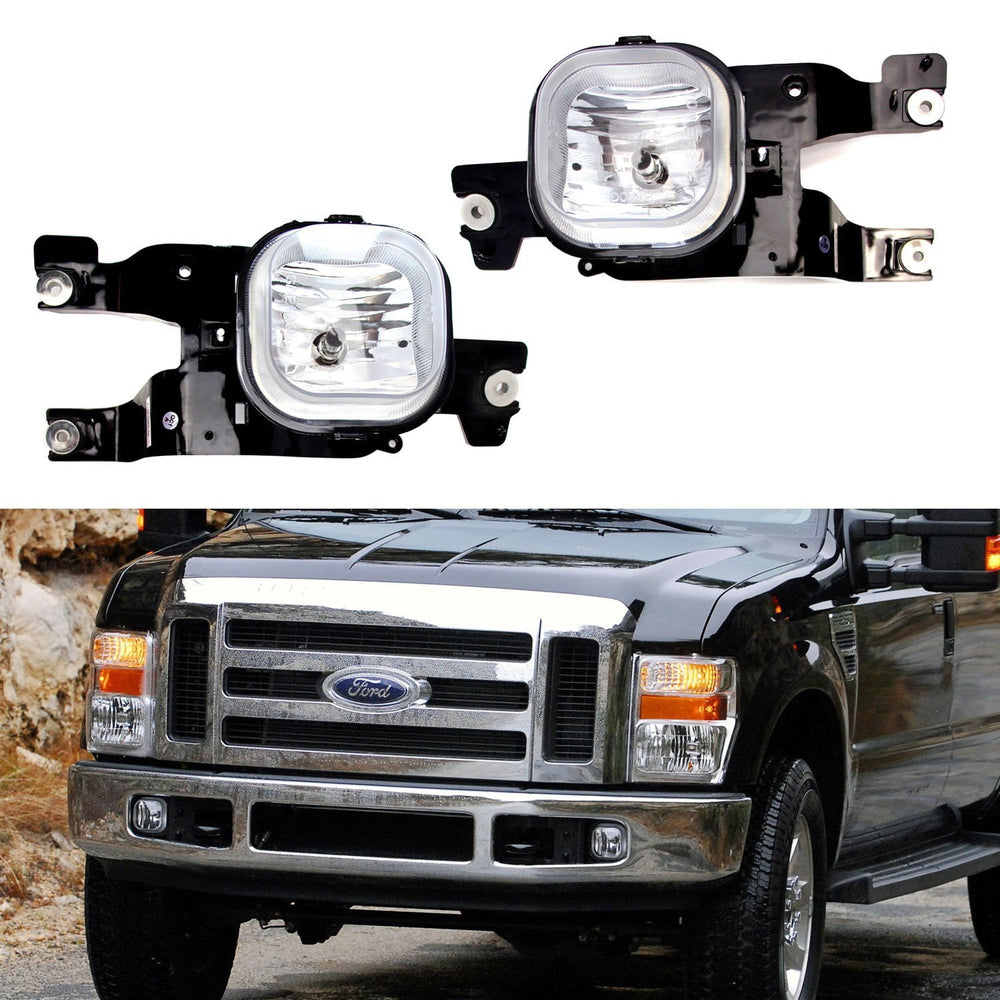 Complete Clear Lens Fog Lights w/ Wirings, Brackets For 08-10 Ford F Super Duty