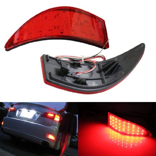 Red Lens 33-SMD LED Rear Bumper Reflectors Lights For 2006-13 Lexus IS250 IS350
