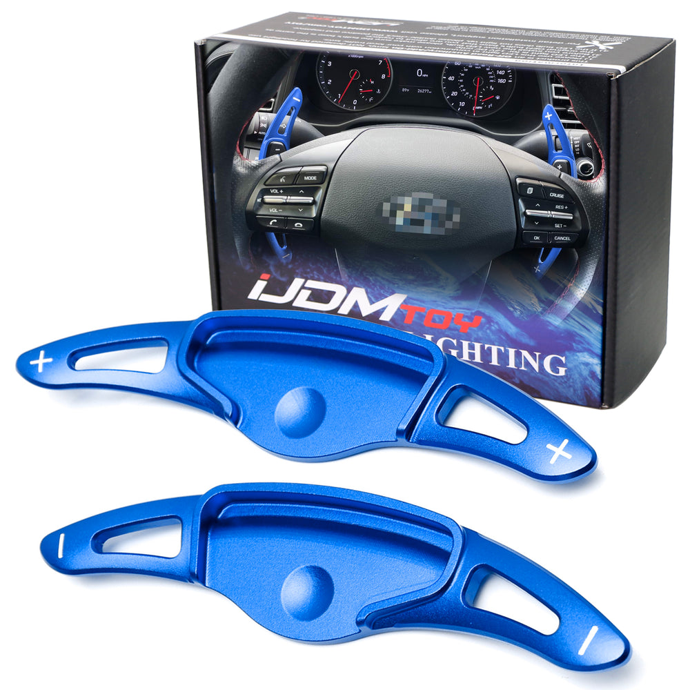 Blue Large Steering Wheel Paddle Shifter Extension For Hyundai Elantra Sport