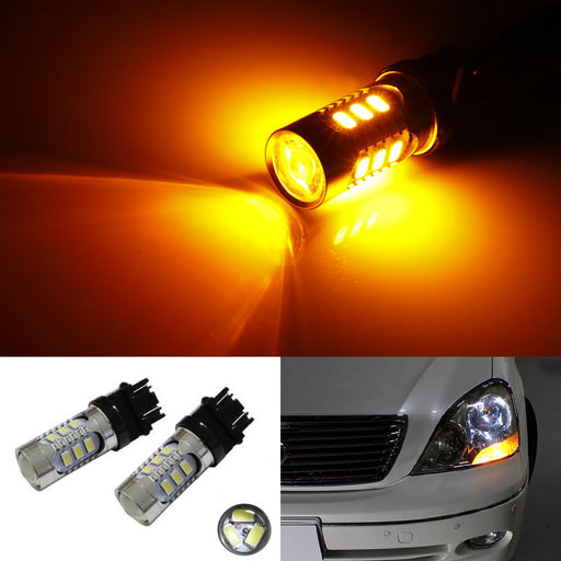 (2) Amber Yellow 15-SMD 3156 3157 3457 LED Bulbs For Front or Rear Turn Signal