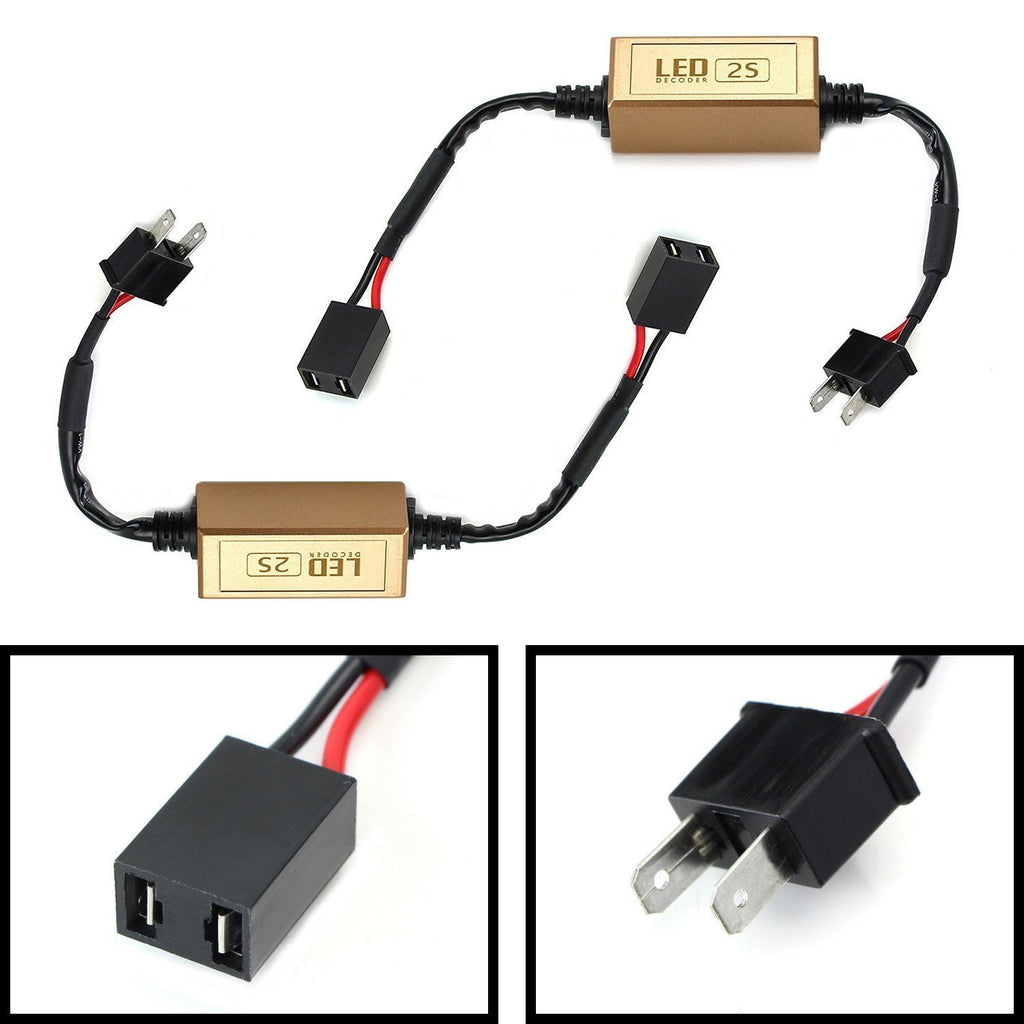 SPYMINNPOO Décodeur LED Canbus H4, décodeur d'installation anti-scintillement avec connecteurs AMP, résistance de charge sans erreur pour mise à SPYMINNPOO Décodeur LED Canbus H4, décodeur d'installation anti-scintillement avec connecteurs AMP, résistance de charge sans erreur pour mise à