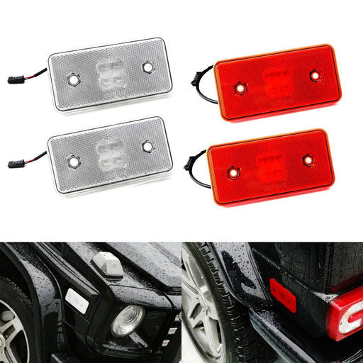 Front Amber & Rear Red LED Side Marker Lights For 02-14 Mercedes W463 G-Class