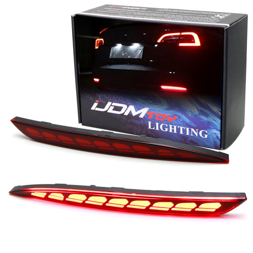 Red LED Bumper Reflector Lights For Tesla Model 3, Tail/Brake/Sequential Turning