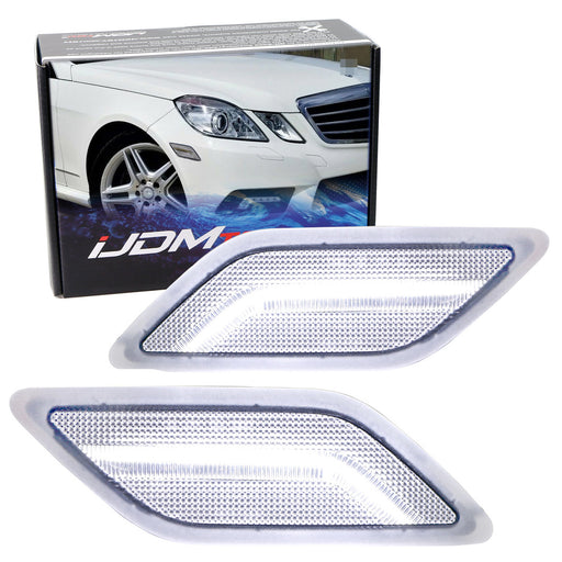 Clear Lens White LED Side Marker Lights For 2010-13 Mercedes Pre-LCI E-Class 4Dr