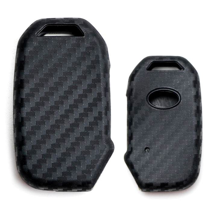Carbon Fiber Silicone Smart Key Chain Cover Case Fob Holder For Mercedes- Benz