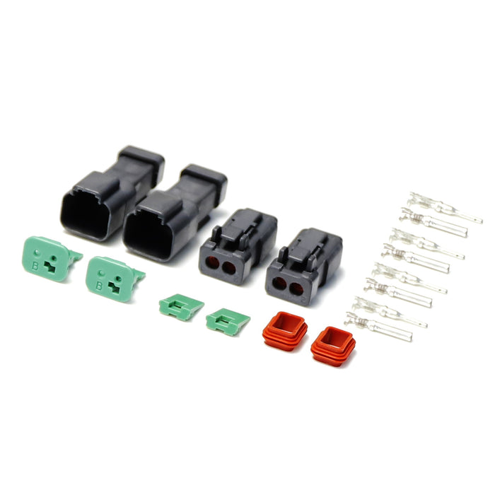 Set 2 Deutsch DTP 2-Pin Waterproof Connector Kit with 12-14 Gauge Solid Contacts