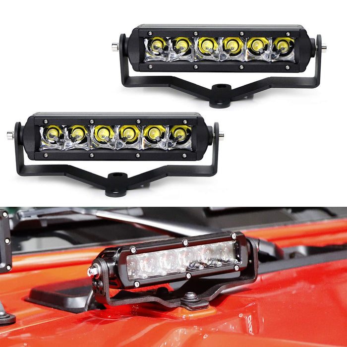 Hood LED Light Bar Kit w/Hood Hinge Bracket, Wiring For 07+ Jeep Wrangler JK/JL