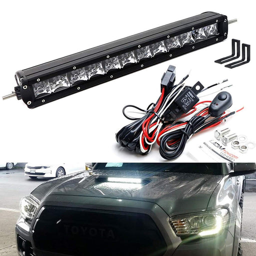 60W LED Light Bar w/ Hood Scoop Mount Bracket, Wiring For 2016-23 Toyota Tacoma