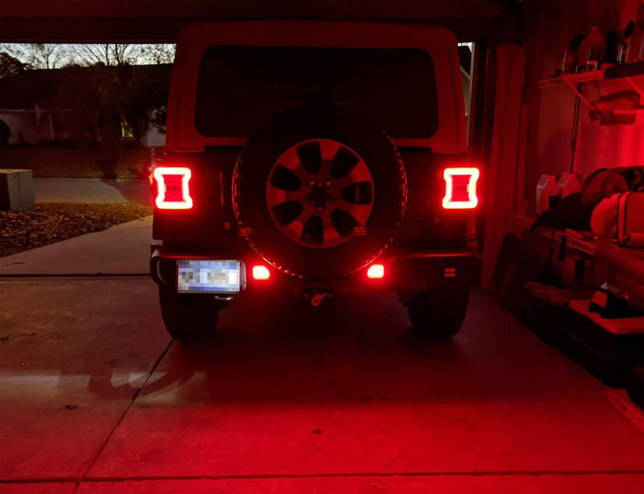 Clear Lens Full LED Rear Bumper Reflector Light Kit For 2018-up Jeep Wrangler JL