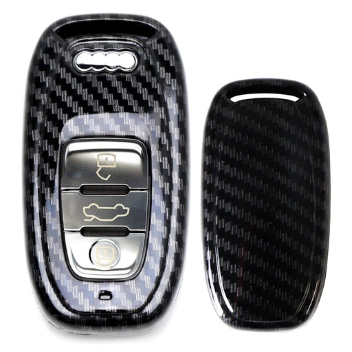 Glossy Black Carbon Fiber Pattern Key Fob Shell For Audi A4 A5 A6 A7 Q5 Gen1 Key