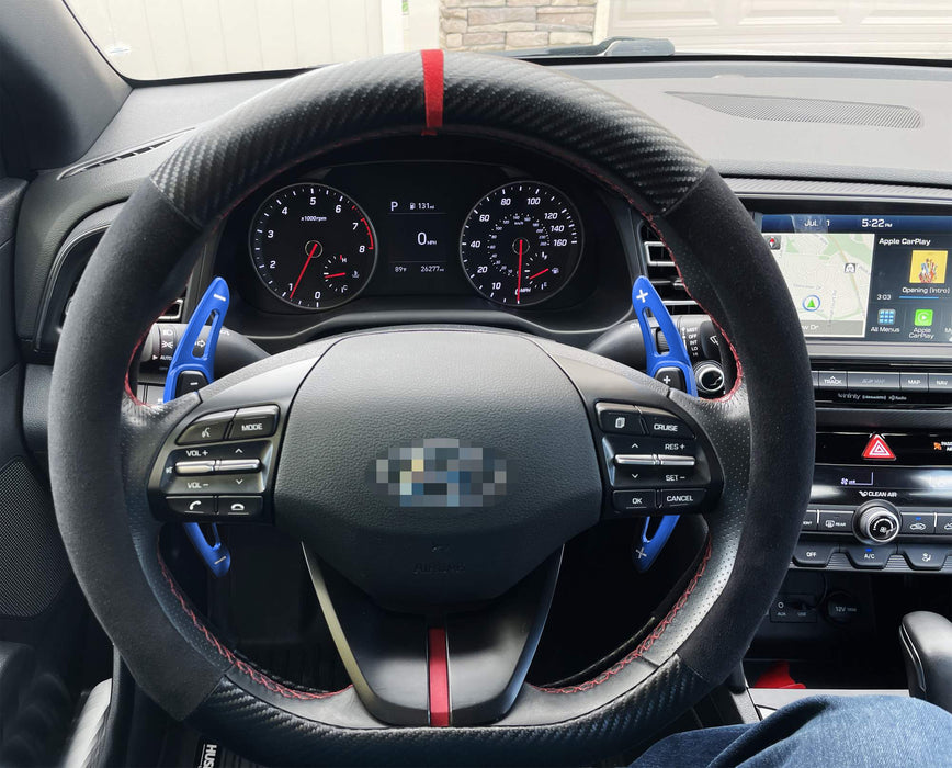 Blue Large Steering Wheel Paddle Shifter Extension For Hyundai Elantra Sport