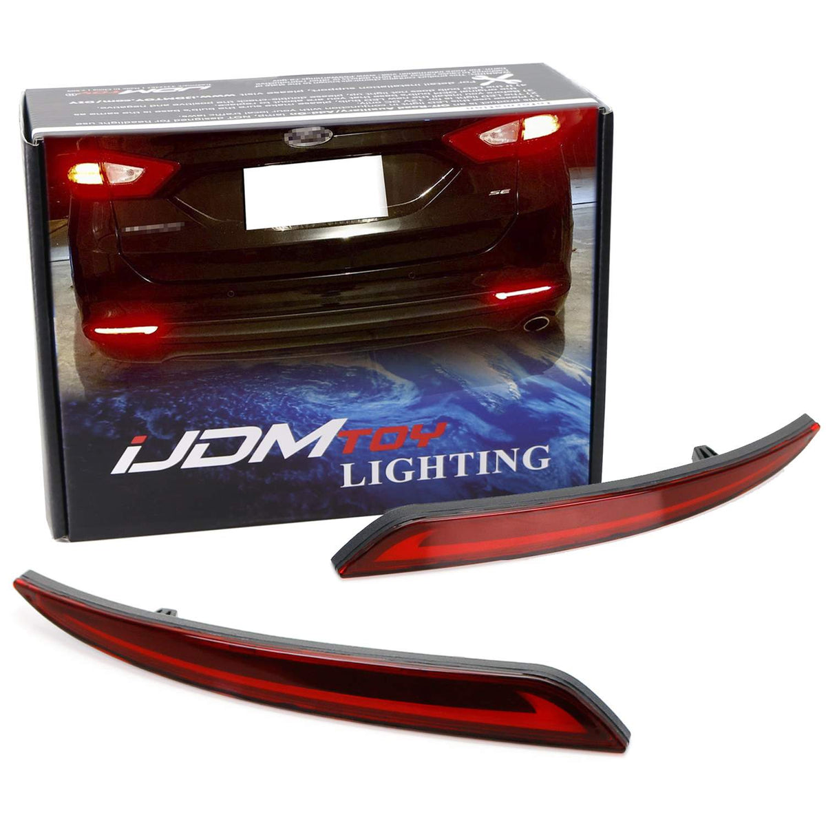 Red Lens Fluid Style LED Bumper Reflector Tail Lights For 2013-up Ford —  iJDMTOY.com