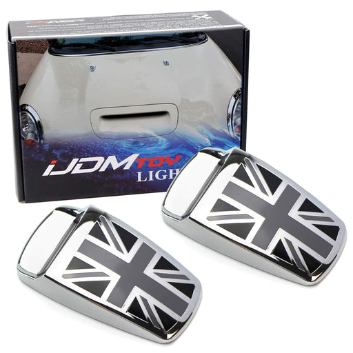Black UK Union Jack Style Window Wiper Washer Spray Nozzle Cover For MINI Cooper