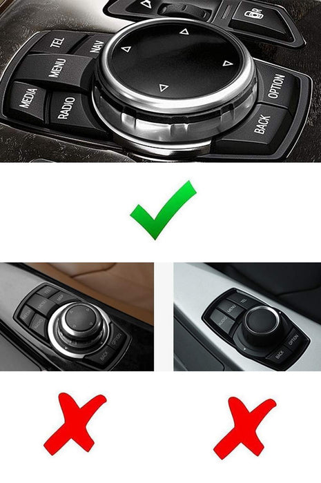 Crystal Silver Center Console iDrive Multimedia Controller Knob Cover For BMW