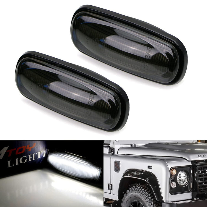 Smoked Lens White LED Front Side Marker Lights For Range Rover Sport L ...