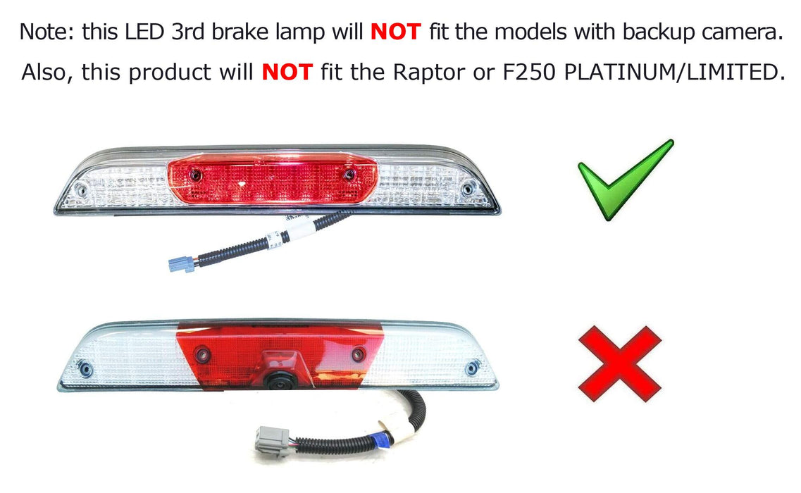 LED Third Brake Cargo Lamp For 2015-2019 Ford F-150 - Clear/Red Lens (Rear)